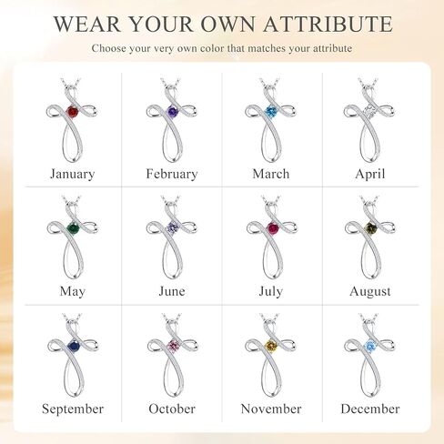 Sterling Silver Cross Necklace, Birthstone Necklace for Women, Cubic Zirconia Crosses Pendant Necklaces, Trendy Womens Wife Mom Daughter CZ Jewelry Gifts for Confirmation Baptism Morhers Day Birthday in Saudi Arabia
