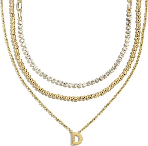 قلادة BaubleBar Kenna الأولية ذات الطبقات المسبقة، مطلية بالذهب، مجوهرات الأزياء، هدايا للنساء، جميلة وعصرية in Saudi Arabia