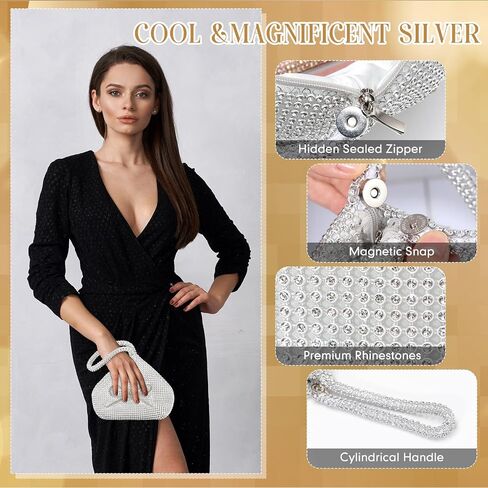 Women's Rhinestone Bow Clutch Evening Bags Sparkly Glitter Triangle Purse for 1920s Party Prom Wedding in Saudi Arabia