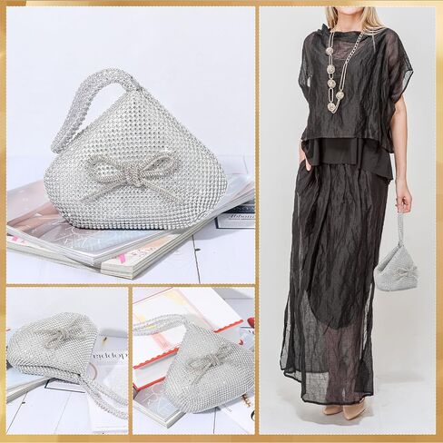 Women's Rhinestone Bow Clutch Evening Bags Sparkly Glitter Triangle Purse for 1920s Party Prom Wedding in Saudi Arabia