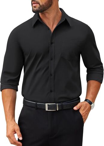 COOFANDY Mens Tech Dress Shirts Long Sleeve Poplin Formal Shirt Casual Button Down Shirts in Saudi Arabia