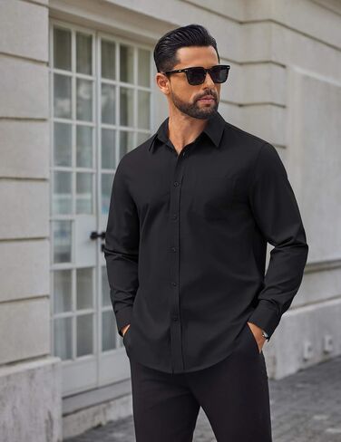 COOFANDY Mens Tech Dress Shirts Long Sleeve Poplin Formal Shirt Casual Button Down Shirts in Saudi Arabia