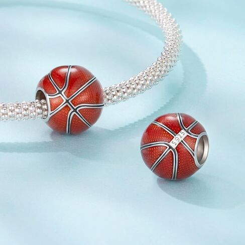 Basketball Charm 925 Sterling Silver Charm Fits For Pandora Bracelet, Gift for Women in Saudi Arabia