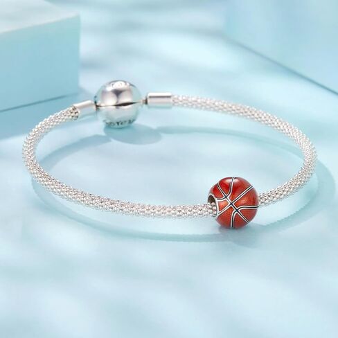 Basketball Charm 925 Sterling Silver Charm Fits For Pandora Bracelet, Gift for Women in Saudi Arabia