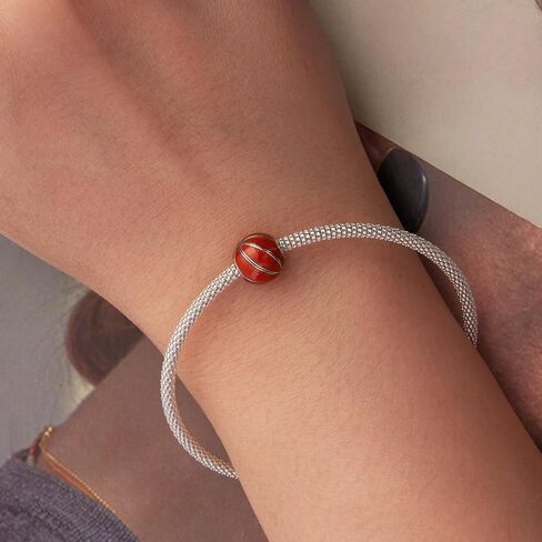 Basketball Charm 925 Sterling Silver Charm Fits For Pandora Bracelet, Gift for Women in Saudi Arabia