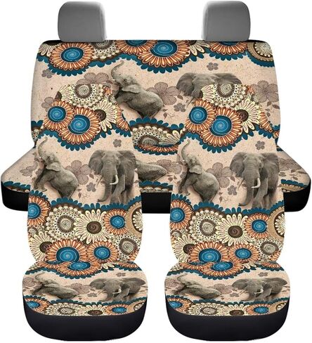 Deer Flag Tree Camo Pattern Car Seat Covers Full Set, Front Seat Covers and Split Rear Bench Seat Covers, Universal Fit for Most Cars, Sedan, Truck, SUV in Saudi Arabia