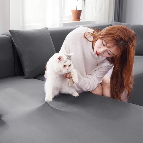MIPOPS Sofa Covers, Waterproof Sectional Couch Covers L Shape Sofa Cover Set Stretch L-Shaped Slipcovers Washable Anti Slip Living Room Pet Dog Furniture Protector(Yellow,3-Seat 195-230cm) in Saudi Arabia
