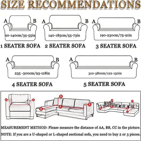 MIPOPS Sofa Covers, Waterproof Sectional Couch Covers L Shape Sofa Cover Set Stretch L-Shaped Slipcovers Washable Anti Slip Living Room Pet Dog Furniture Protector(Yellow,3-Seat 195-230cm) in Saudi Arabia