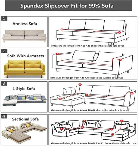 MIPOPS Sofa Covers, Waterproof Sectional Couch Covers L Shape Sofa Cover Set Stretch L-Shaped Slipcovers Washable Anti Slip Living Room Pet Dog Furniture Protector(Yellow,3-Seat 195-230cm) in Saudi Arabia