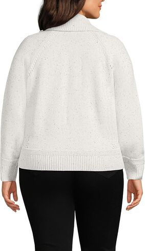 Lands' End Women's Drifter Large Collar Zip Front Cardigan Sweater in Saudi Arabia