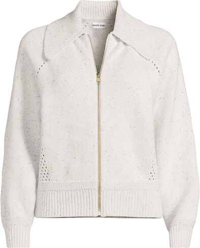 Lands' End Women's Drifter Large Collar Zip Front Cardigan Sweater in Saudi Arabia