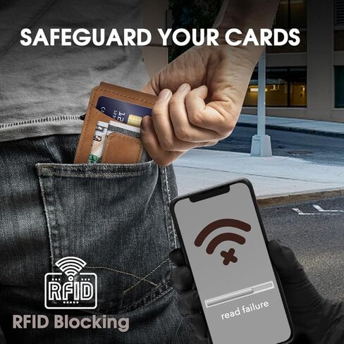 Wallet for Men RFID Blocking Card Holder, Genuine Leather Slim Pop up Card Case, Minimaslit, Front Pocket, 9-13 Card Capacity, ID Window, Money Clip(Coffee) in Kuwait