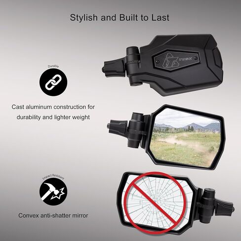 TUSK Pivot Folding Mirror Kit with Low Profile UTV Roll Cage Clamp Compatible with Polaris RZR Pro R 4/Pro XP/Turbo R/Can-Am Maverick, Commander/Honda Talon/Yamaha Wolverine, Viking in Saudi Arabia