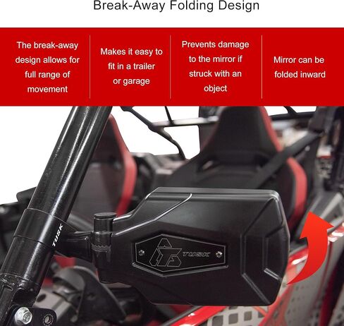 TUSK Pivot Folding Mirror Kit with Low Profile UTV Roll Cage Clamp Compatible with Polaris RZR Pro R 4/Pro XP/Turbo R/Can-Am Maverick, Commander/Honda Talon/Yamaha Wolverine, Viking in Saudi Arabia