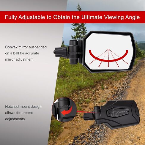 TUSK Pivot Folding Mirror Kit with Low Profile UTV Roll Cage Clamp Compatible with Polaris RZR Pro R 4/Pro XP/Turbo R/Can-Am Maverick, Commander/Honda Talon/Yamaha Wolverine, Viking in Saudi Arabia