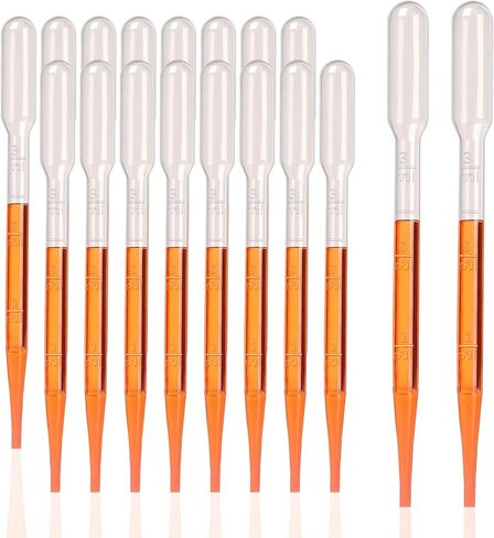 PEKYBIO Sterile Pasteur Pipettes 3ml Disposable Plastic Transfer Pipette Dropper 100Pcs Graduated Calibrated Lab Pipettes, Low Density Polyethylene (LDPE), Individual Peel-Pack, Vol. 7ml, 155mm Long in Saudi Arabia