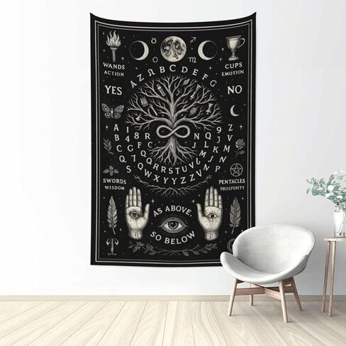Mystical Tarot Tapestry Wall Hanging 60"x40" - Flannel Tree of Life Astrology Decor with Moon Phases, Witchy Spiritual Divination Wall Art, Celestial Metaphysical Room Decor for Bedroom Dorm in Saudi Arabia