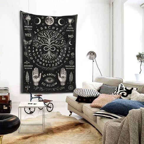 Mystical Tarot Tapestry Wall Hanging 60"x40" - Flannel Tree of Life Astrology Decor with Moon Phases, Witchy Spiritual Divination Wall Art, Celestial Metaphysical Room Decor for Bedroom Dorm in Saudi Arabia