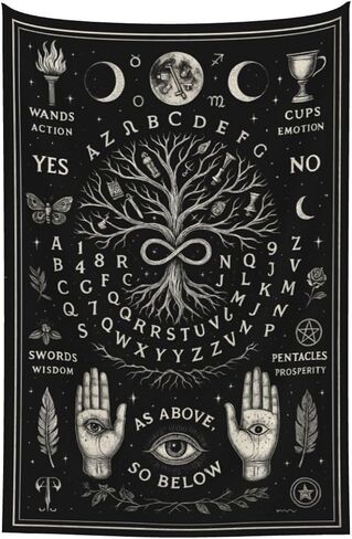 Mystical Tarot Tapestry Wall Hanging 60"x40" - Flannel Tree of Life Astrology Decor with Moon Phases, Witchy Spiritual Divination Wall Art, Celestial Metaphysical Room Decor for Bedroom Dorm in Saudi Arabia
