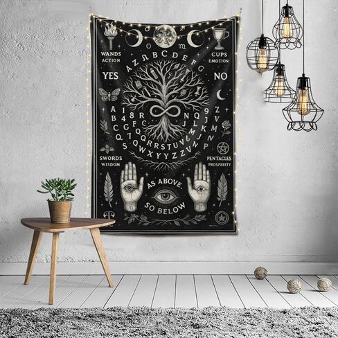 Mystical Tarot Tapestry Wall Hanging 60"x40" - Flannel Tree of Life Astrology Decor with Moon Phases, Witchy Spiritual Divination Wall Art, Celestial Metaphysical Room Decor for Bedroom Dorm in Saudi Arabia