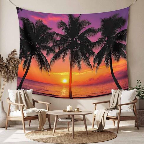 Tapestry Wall Hanging Pink Summer Beach Sunset Tapestries Aesthetic Tropical Coconut Tree Tapestry for Bedroom Living Room College Dorm Art Wall Decor Decorative Backdrop 50x60 Inch in Saudi Arabia