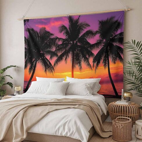 Tapestry Wall Hanging Pink Summer Beach Sunset Tapestries Aesthetic Tropical Coconut Tree Tapestry for Bedroom Living Room College Dorm Art Wall Decor Decorative Backdrop 50x60 Inch in Saudi Arabia