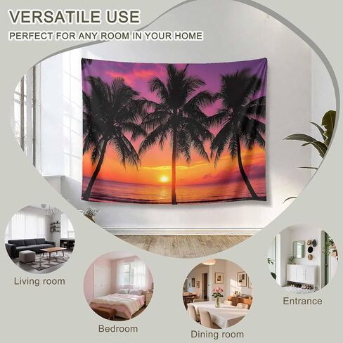 Tapestry Wall Hanging Pink Summer Beach Sunset Tapestries Aesthetic Tropical Coconut Tree Tapestry for Bedroom Living Room College Dorm Art Wall Decor Decorative Backdrop 50x60 Inch in Saudi Arabia