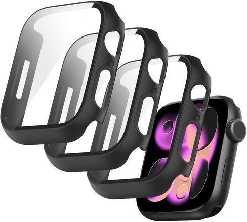 حافظة T Tersely (3 عبوات) متوافقة مع Apple Watch Series 9 Series 8 Series 7-41 ملم، واقي شاشة مدمج رفيع من الزجاج المقوى عالي الدقة لهاتف iwatch 9/8/7 (شفاف*3، 41 ملم) in Kuwait