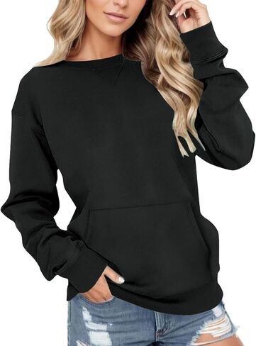 Crewneck بلوزات المرأة كم طويل طاقم الرقبة البلوز العصرية بلوزة كاجوال بلايز خريف شتاء وتتسابق 2025 in Saudi Arabia