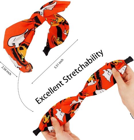 Jaciya Halloween Headband Bow Orange Headbands for Women Girls Pumpkin Ghost Headband Halloween Accessories in Saudi Arabia