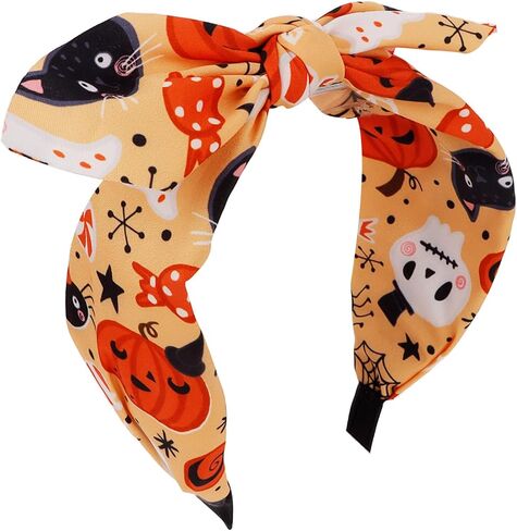Jaciya Halloween Headband Bow Orange Headbands for Women Girls Pumpkin Ghost Headband Halloween Accessories in Saudi Arabia
