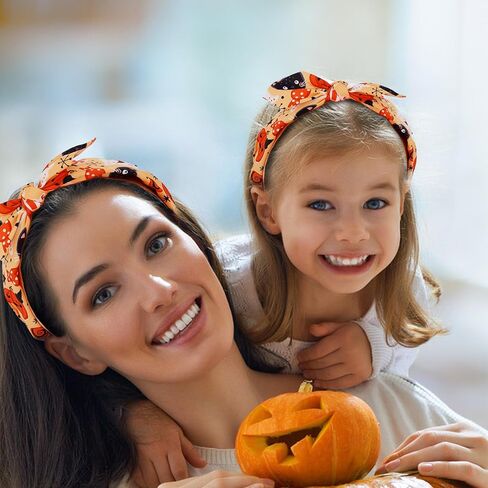 Jaciya Halloween Headband Bow Orange Headbands for Women Girls Pumpkin Ghost Headband Halloween Accessories in Saudi Arabia