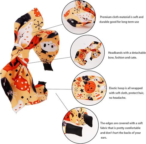 Jaciya Halloween Headband Bow Orange Headbands for Women Girls Pumpkin Ghost Headband Halloween Accessories in Saudi Arabia