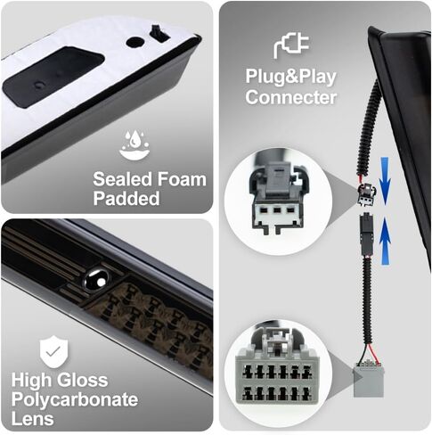ضوء الفرامل الثالث الثالث LED لـ 2017-2022 Ford F250 F350 F450 F550 Super Duty Ranger Maverick 15-20 F150 F'ord Center مصابيح فرامل الكابينة الخلفية ذات التركيب العالي مع حشية الختم (عدسة دخان) in Kuwait