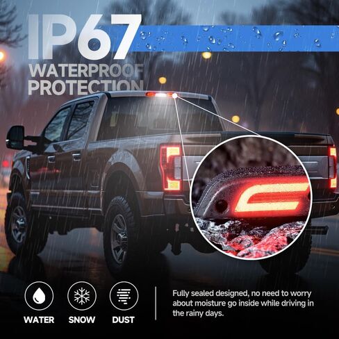 ضوء الفرامل الثالث الثالث LED لـ 2017-2022 Ford F250 F350 F450 F550 Super Duty Ranger Maverick 15-20 F150 F'ord Center مصابيح فرامل الكابينة الخلفية ذات التركيب العالي مع حشية الختم (عدسة دخان) in Kuwait