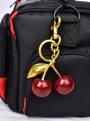 1 Pack Cherry Keychain, Purse Strap Extender, Glitter Cherry Bag Charm with Key Ring and Clip,Extender Chain Charm Accessory for Purses and Bags in Saudi Arabia