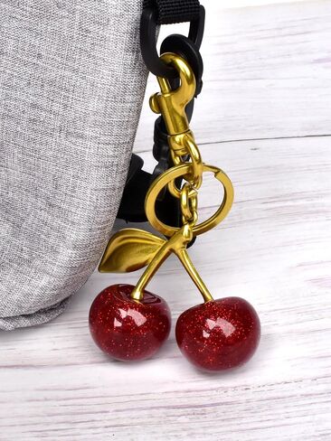 1 Pack Cherry Keychain, Purse Strap Extender, Glitter Cherry Bag Charm with Key Ring and Clip,Extender Chain Charm Accessory for Purses and Bags in Saudi Arabia