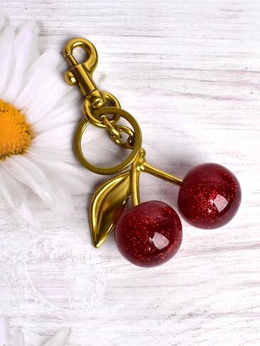 1 Pack Cherry Keychain, Purse Strap Extender, Glitter Cherry Bag Charm with Key Ring and Clip,Extender Chain Charm Accessory for Purses and Bags in Saudi Arabia