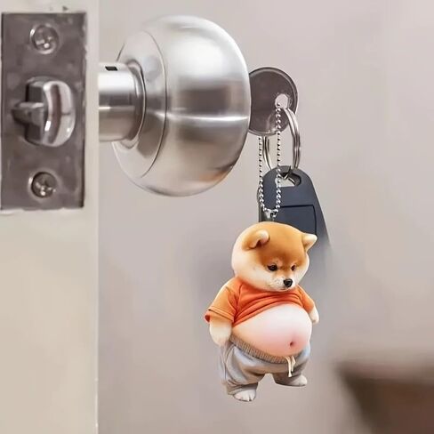 2D Acrylic Cat Dog Car Keychain Hanging Pendant Cartoon Cat Dog Shaped Women's Backpack Decoration Car Accessories in Saudi Arabia