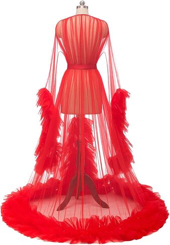 Molisa Sexy Tulle Bridal Robe Lingerie Long Sheer Nightgown Sleepwear Maternity Robe Photoshoot in Saudi Arabia