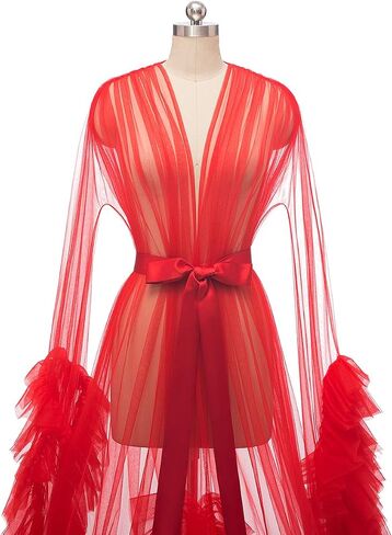 Molisa Sexy Tulle Bridal Robe Lingerie Long Sheer Nightgown Sleepwear Maternity Robe Photoshoot in Saudi Arabia