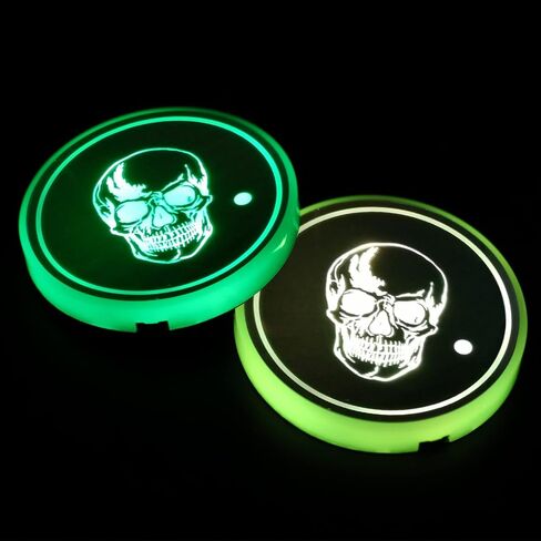 LED Car Cup Holder Lights, 2 Pack Car Coasters 7 Colors Changing USB Charging Mat Luminescent Cup Pad, Luminescent Cup Pad Interior Atmosphere Lamp Decoration Light (Multicolor Flag) in Saudi Arabia