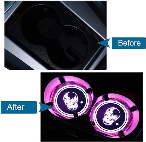 LED Car Cup Holder Lights, 2 Pack Car Coasters 7 Colors Changing USB Charging Mat Luminescent Cup Pad, Luminescent Cup Pad Interior Atmosphere Lamp Decoration Light (Multicolor Flag) in Saudi Arabia
