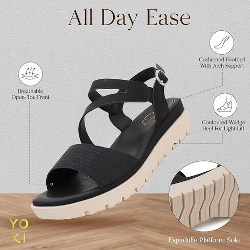 YOKI TUNSA-20 Women's Wedge Platform Sandals – Strappy Sandals With Arch Support, Comfortable Dress Sandals, Summer Platform Sandals in Saudi Arabia