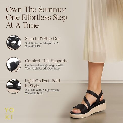 YOKI TUNSA-20 Women's Wedge Platform Sandals – Strappy Sandals With Arch Support, Comfortable Dress Sandals, Summer Platform Sandals in Saudi Arabia