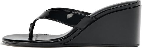 Patent Leather Wedge Flip Flops for Women Open Round Toe Comfort Arch Support Slip On High Heel Thong Sandals for Summer Fashion Travel Vacation Party Date Slides in Saudi Arabia