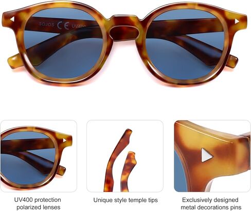 SOJOS Retro Polarized Round Sunglasses Womens Mens Vintage Panto Sun Glasses 70s 80s 90s Circle Shades SJ2378 in Saudi Arabia