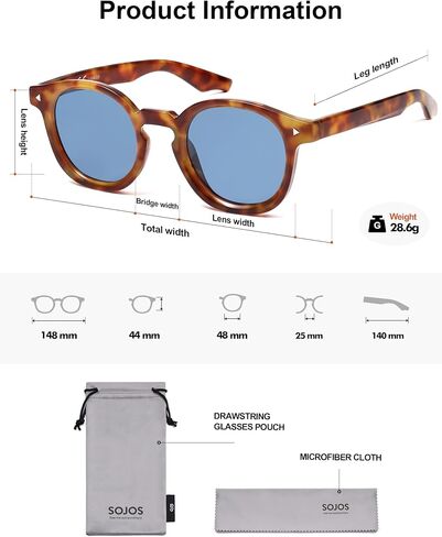 SOJOS Retro Polarized Round Sunglasses Womens Mens Vintage Panto Sun Glasses 70s 80s 90s Circle Shades SJ2378 in Saudi Arabia