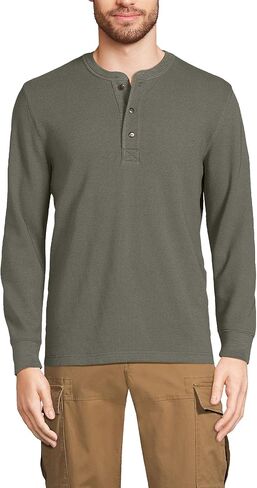 Lands' End Men's Long Sleeve Thermal Waffle Henley in Saudi Arabia