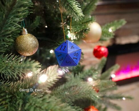 D20 Ornament [Blue and Black Holographic, 2"] - Hanging DND Charm Dangler Dodecahedron - A Magical Christmas Tree Holiday Season Gift for him or her - GameGleam in Saudi Arabia